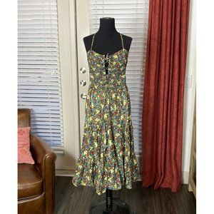 Vintage Women's GaBar New York Maxi Prairie Dress Floral Strappy Sm VHTF~